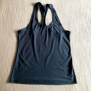 DANSKIN Dark Teal + White Striped Exercise Tank (Size: XL)